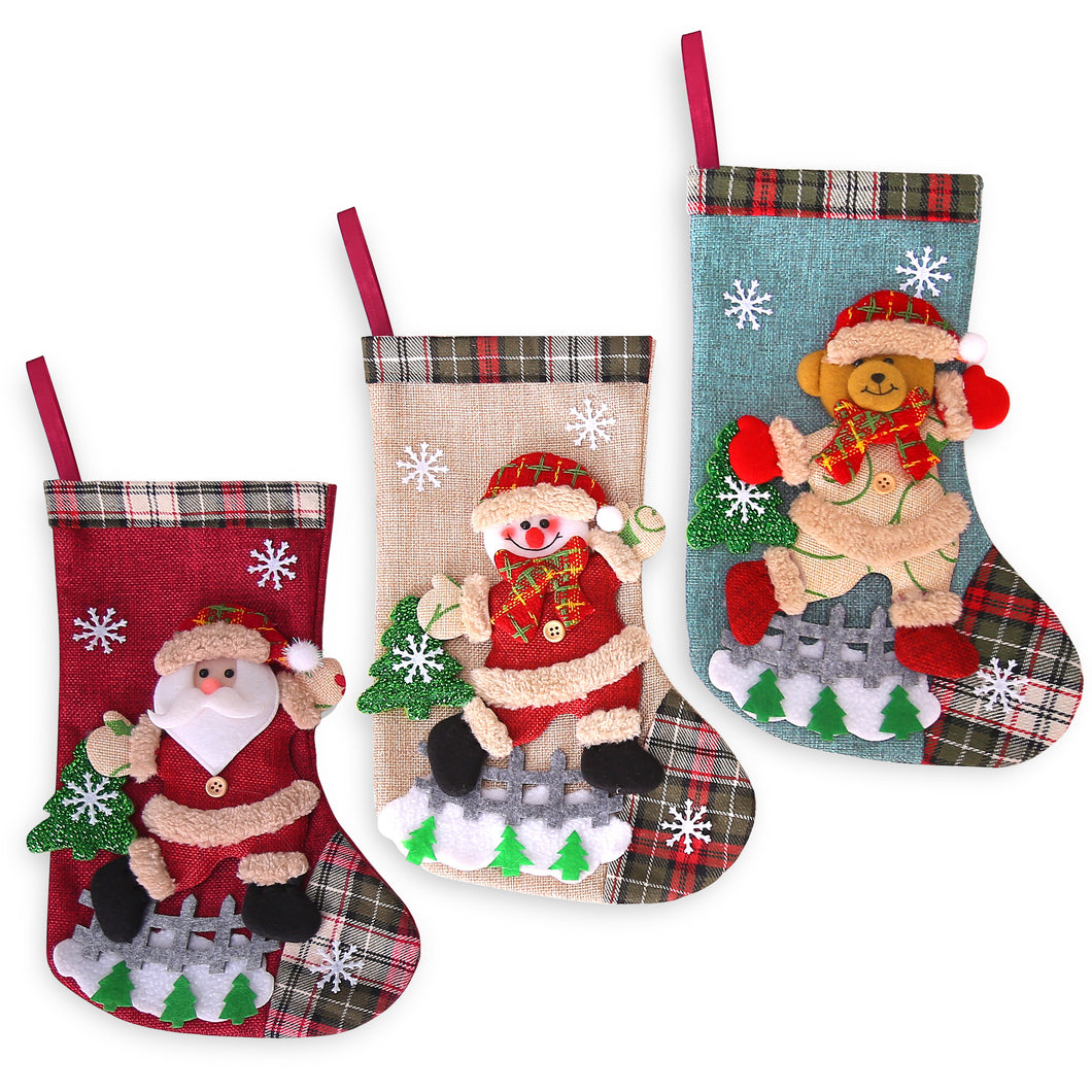 Christmas Stockings 3 Pack, 19 inch-Red and Green